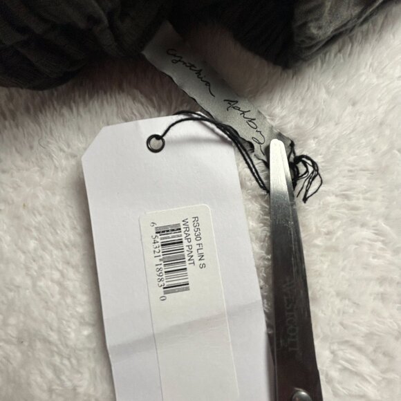 Cynthia Ashby Womens Polka Dot Linen Cropped Wrap Pants Small Gray Pockets New - Picture 3 of 11